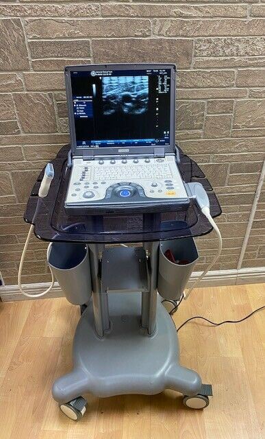 GE LogiQ E portable ultrasound with cardiac phased array probe cart-Warranty DIAGNOSTIC ULTRASOUND MACHINES FOR SALE