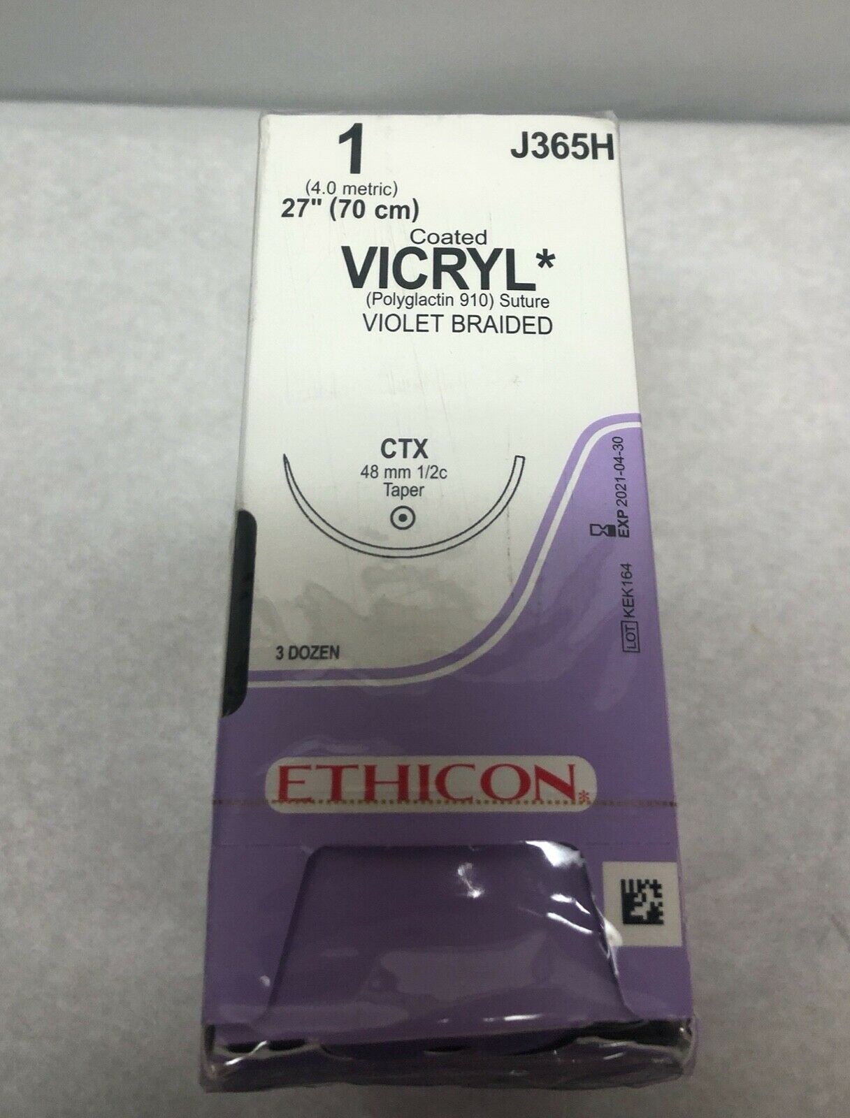 Ethicon Coated Vicryl Suture Size 1 48mm 1/2c, 3 Dozen Box | CEDESP-119 DIAGNOSTIC ULTRASOUND MACHINES FOR SALE