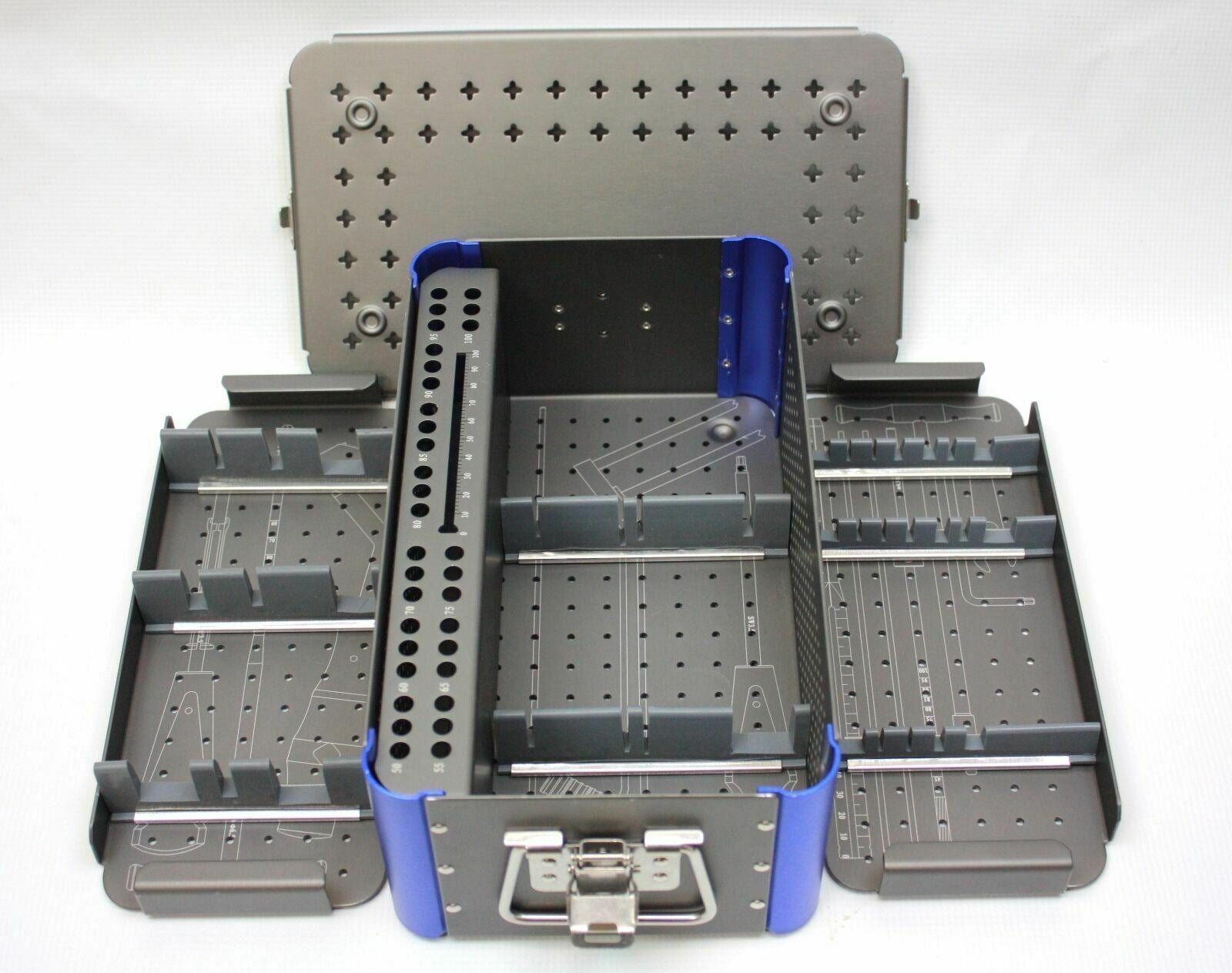 Empty Small Cannulated 7.3mm Screw Rack Instrument Case, 2 Removable Trays DIAGNOSTIC ULTRASOUND MACHINES FOR SALE