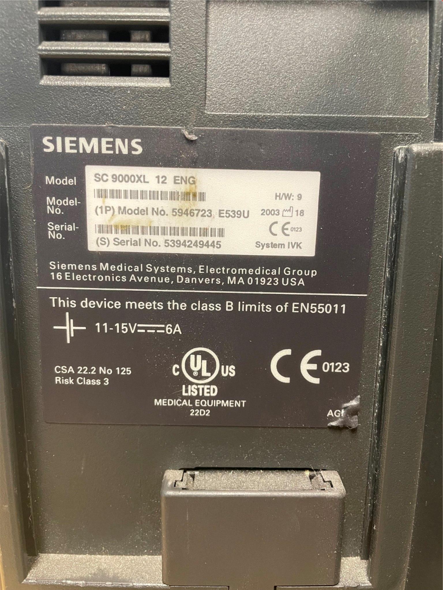 Siemens SC 9000XL Monitor 5946723 DIAGNOSTIC ULTRASOUND MACHINES FOR SALE