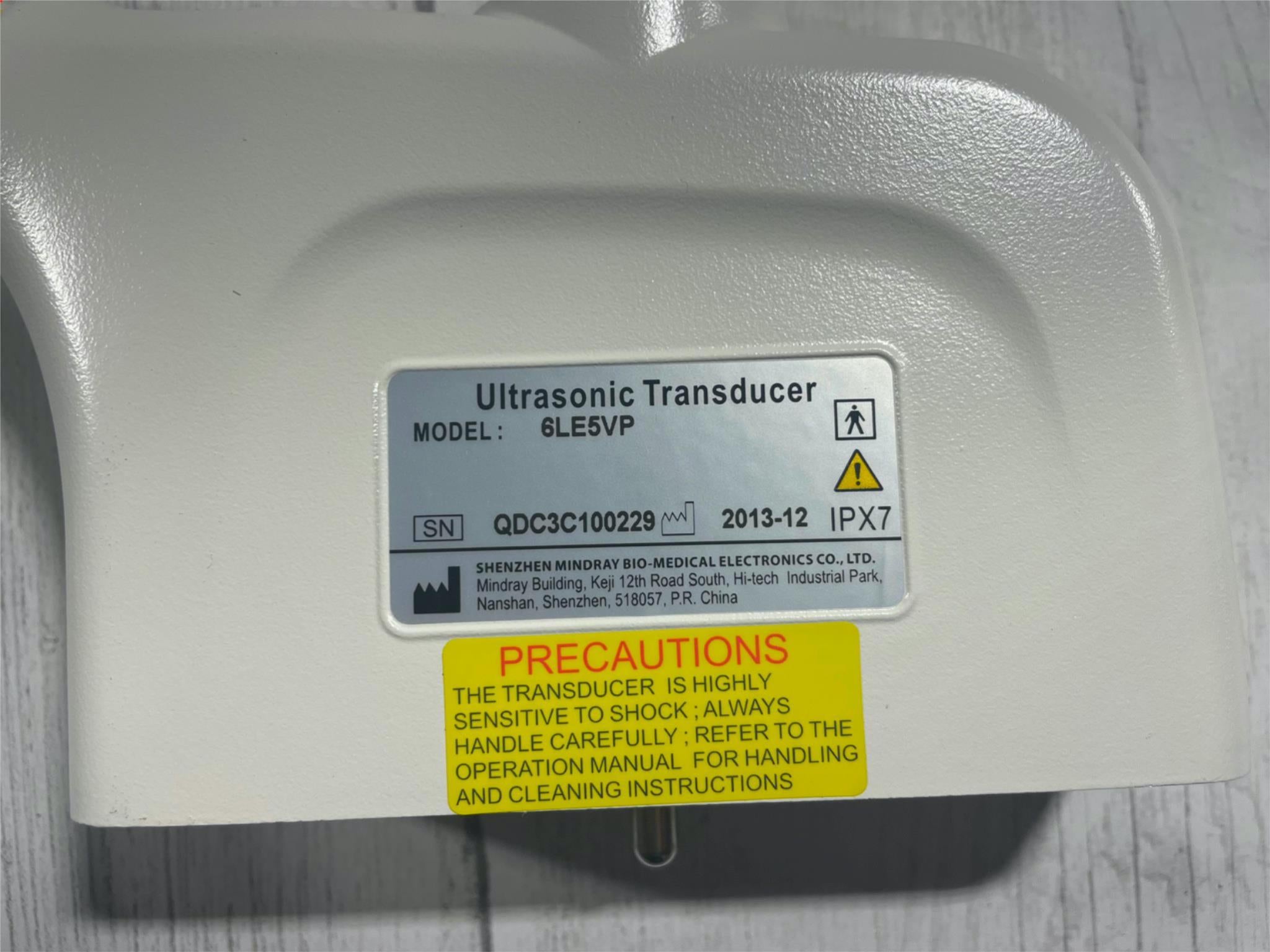 Mindray Ultrasonic Transducer 6LE5VP SN: QDC3C100229 DIAGNOSTIC ULTRASOUND MACHINES FOR SALE