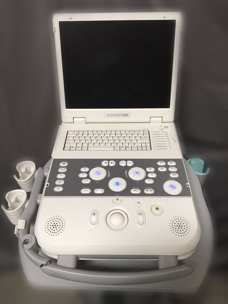 SIEMENS~ACUSON P300 PORTABLE ULTRASOUND + Cardiac Probe +DOPPLER. WORKS FINE DIAGNOSTIC ULTRASOUND MACHINES FOR SALE