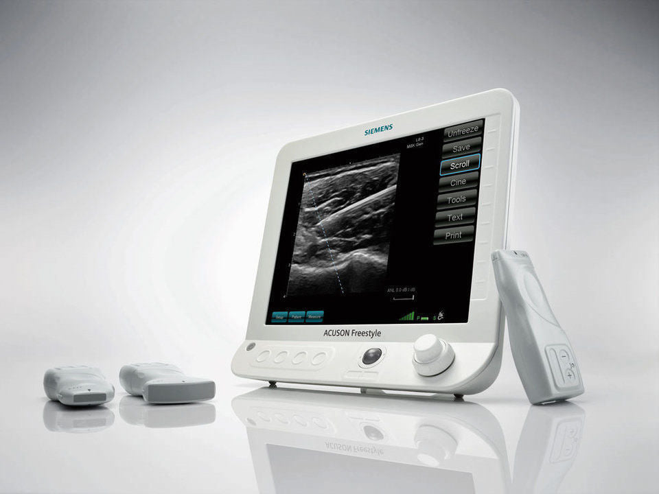 ACUSON FREESTYLE + WIRELESS ULTRASOUND + 2-PROBES+KEYBOARD+CART. WORKS FINE DIAGNOSTIC ULTRASOUND MACHINES FOR SALE