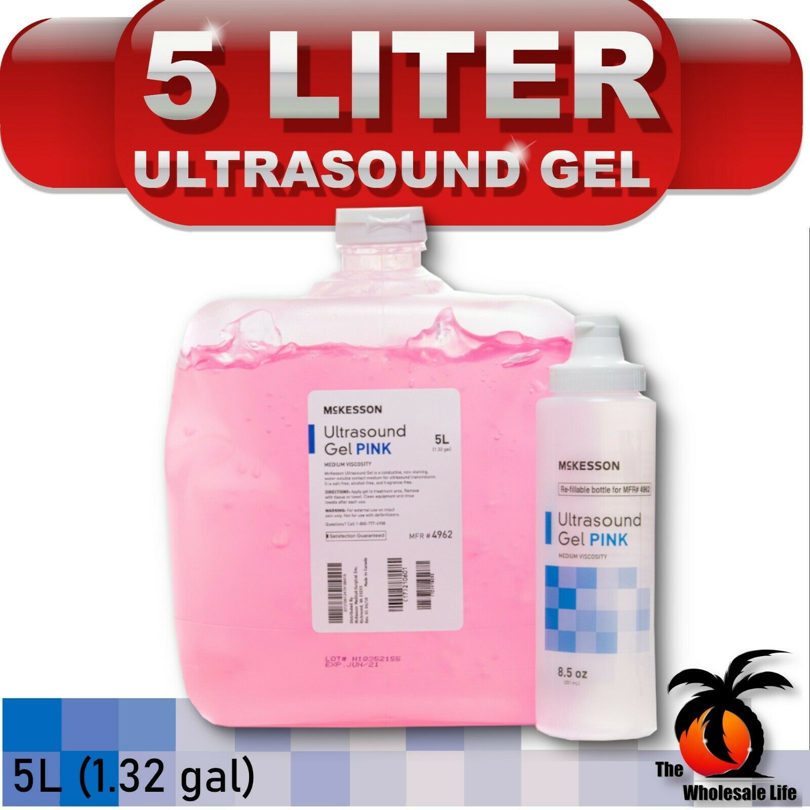 Ultrasound Transmission Pink Conductive Gel-5 Liter Cubitainer-Medium Viscosity DIAGNOSTIC ULTRASOUND MACHINES FOR SALE