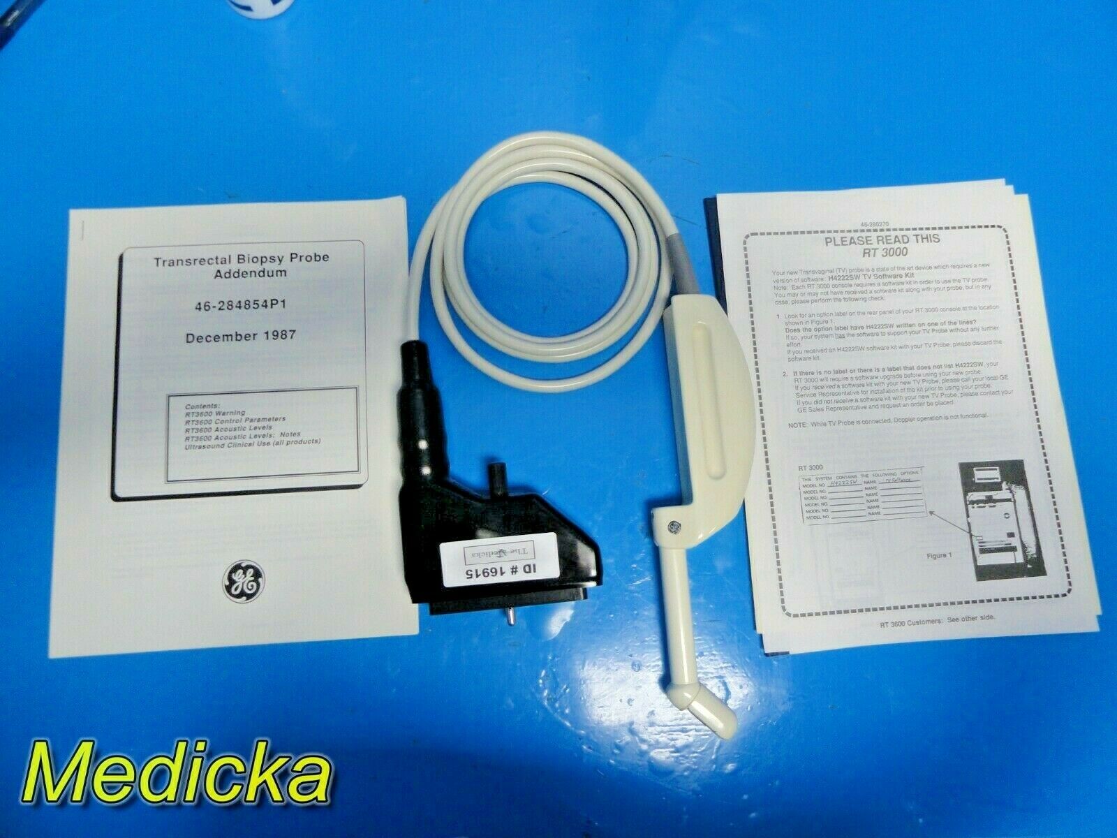 GE 46-284854P1 Transrectal Biopsy Ultrasound Transducer Probe W/ Manuals ~ 16915 DIAGNOSTIC ULTRASOUND MACHINES FOR SALE