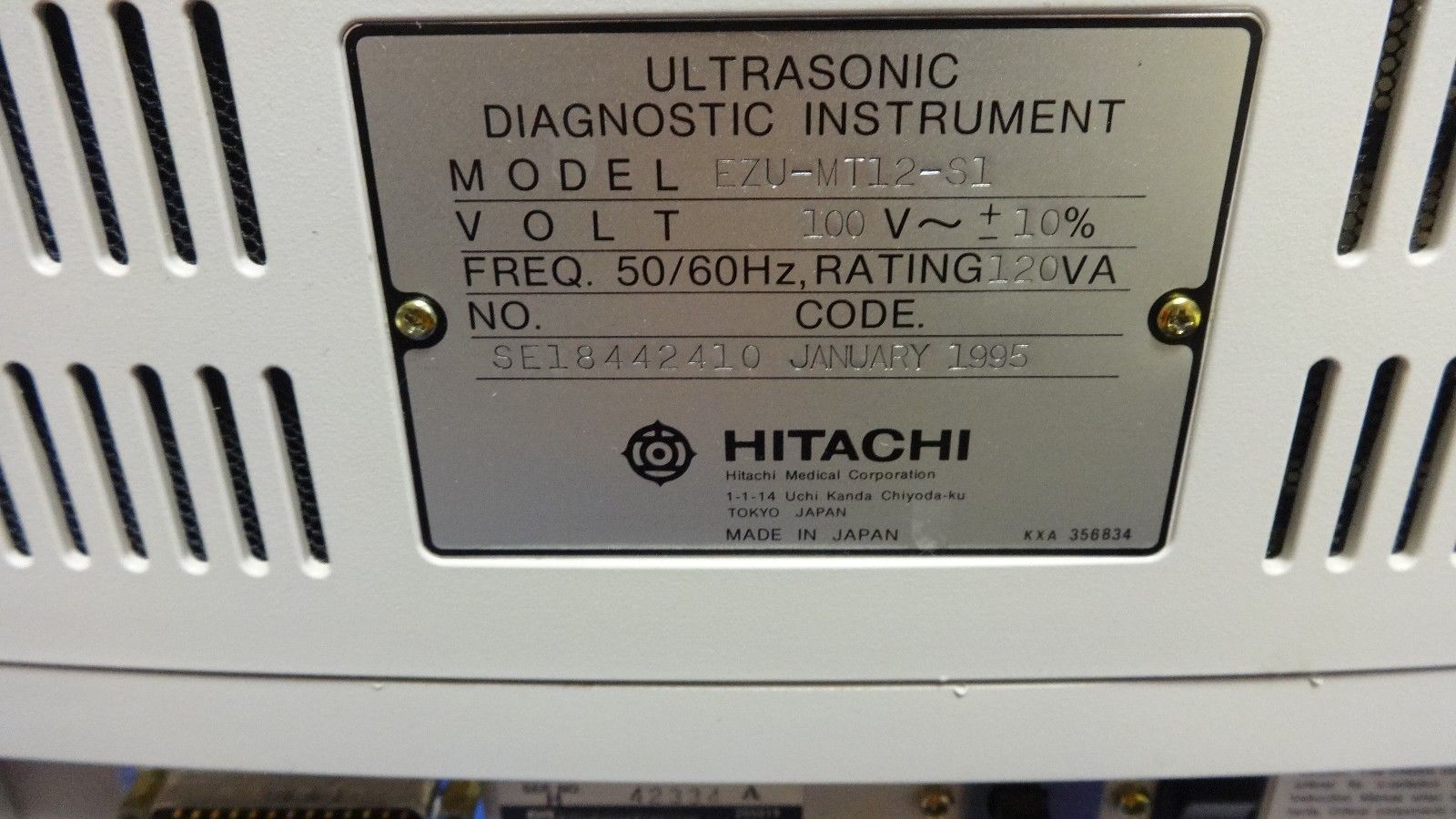 Monitor for Hitachi EUB 515 Plus Ultrasound System p/n EZU-MT12-S1 DIAGNOSTIC ULTRASOUND MACHINES FOR SALE