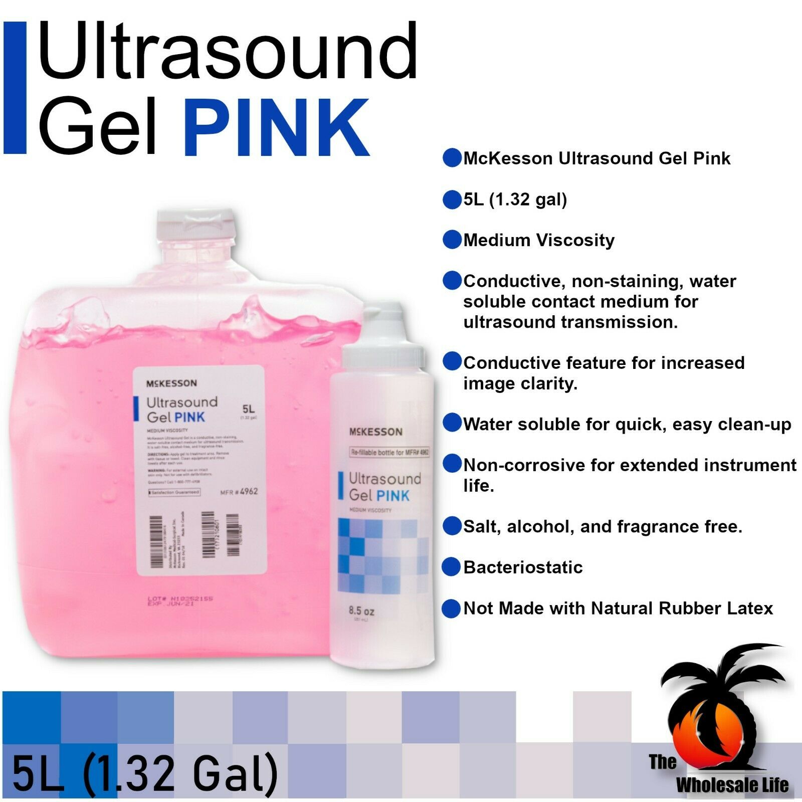 Ultrasound Transmission Pink Conductive Gel-5 Liter Cubitainer-Medium Viscosity DIAGNOSTIC ULTRASOUND MACHINES FOR SALE