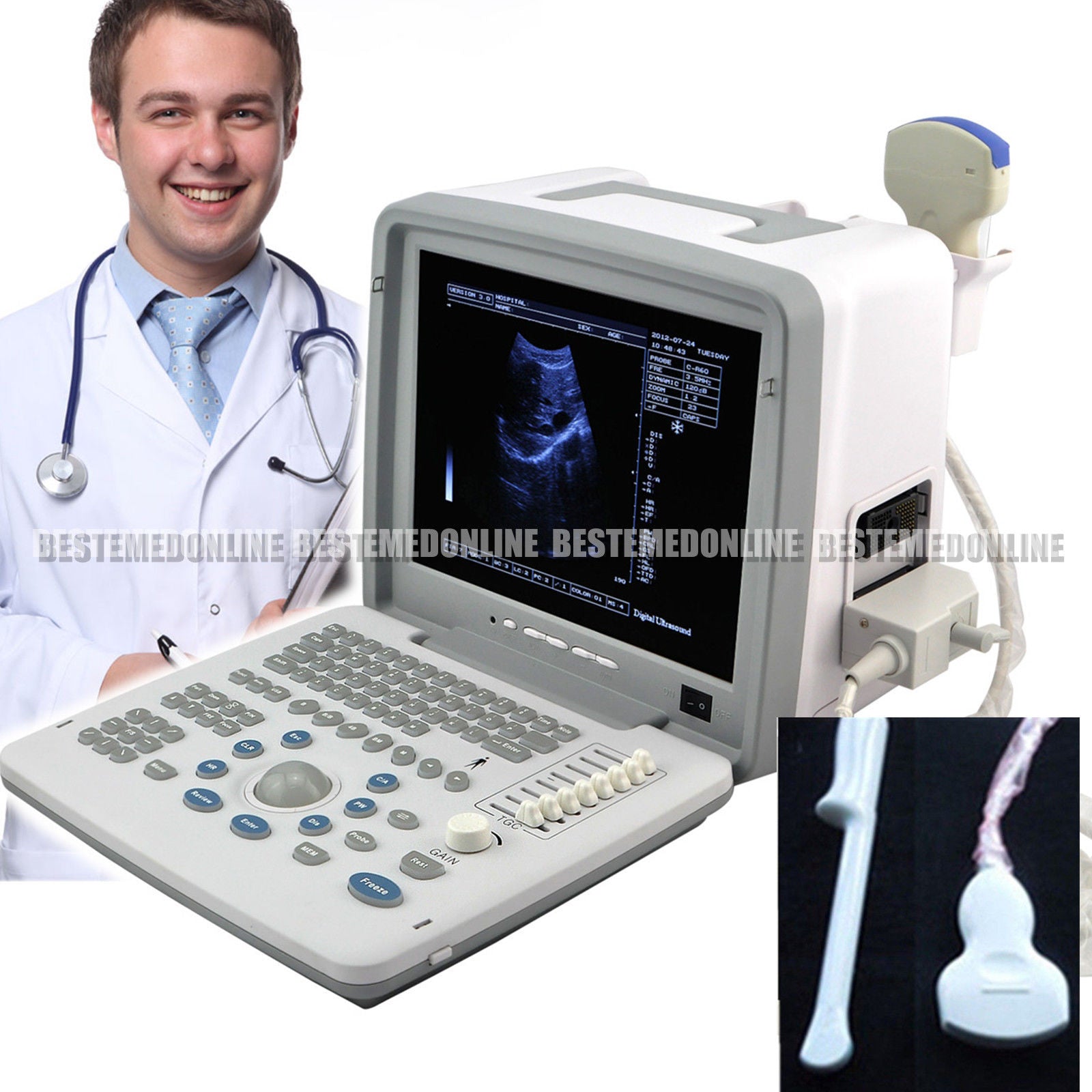 Portable Ultrasound Scanner Digital LCD with Convex Transvaginal Probes 3D Image 190891290977 DIAGNOSTIC ULTRASOUND MACHINES FOR SALE