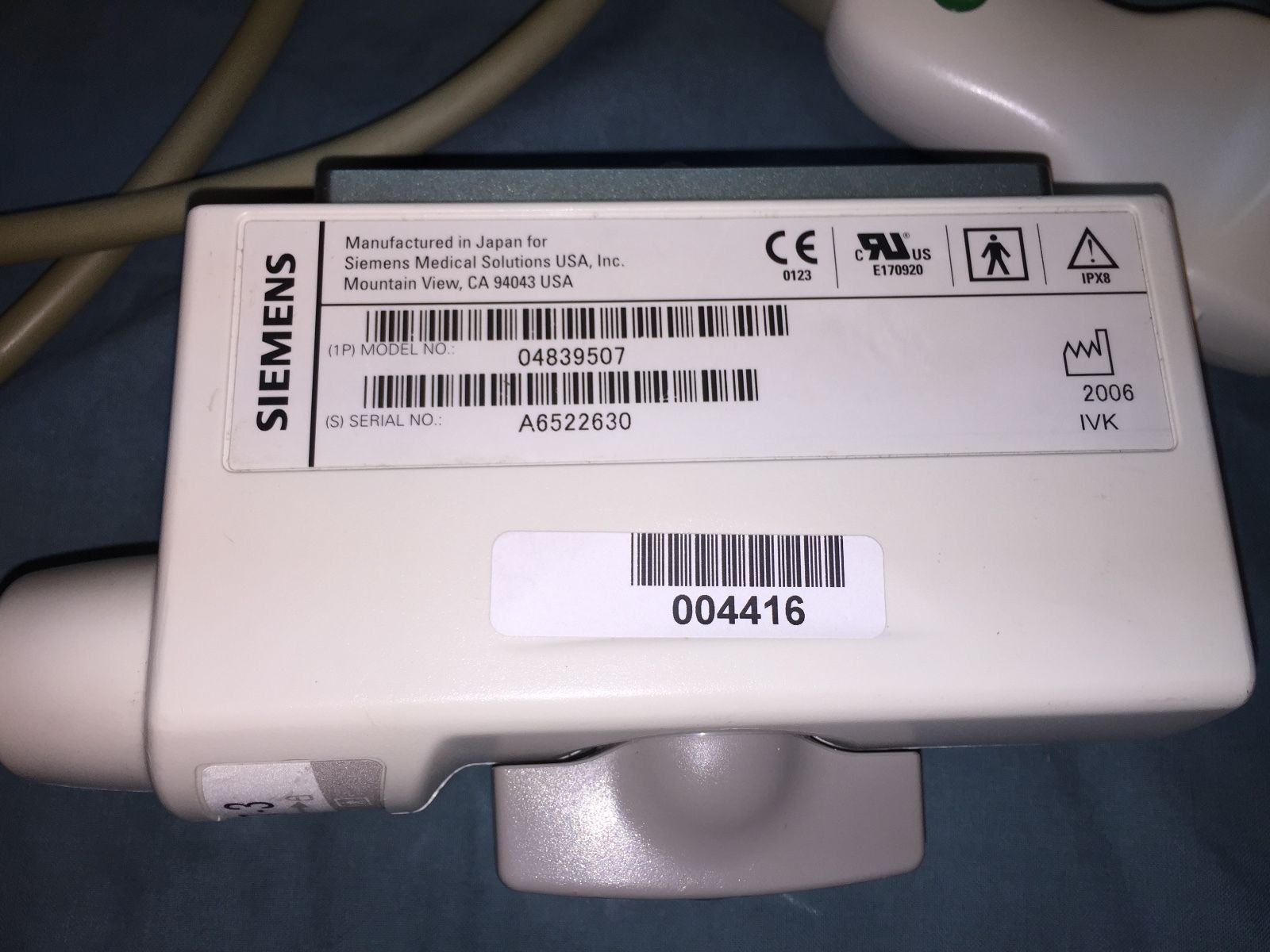 Siemens VF7-3 Ultrasound Transducer Probe IPX8 MFG 2006 DIAGNOSTIC ULTRASOUND MACHINES FOR SALE