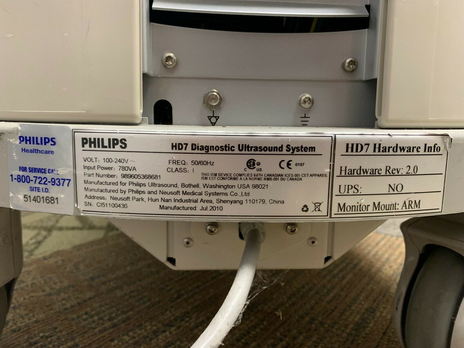 Philips HD7XE Ultrasound System (DOM: July 2010) w/ C5-2 Transducer Probe DIAGNOSTIC ULTRASOUND MACHINES FOR SALE