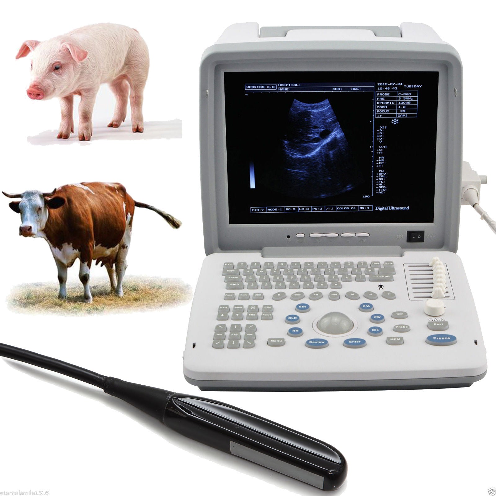 Veterinary Full Digital Portable Ultrasound Scanner+ Rectal probe VET/Animal AA 190891993601 DIAGNOSTIC ULTRASOUND MACHINES FOR SALE