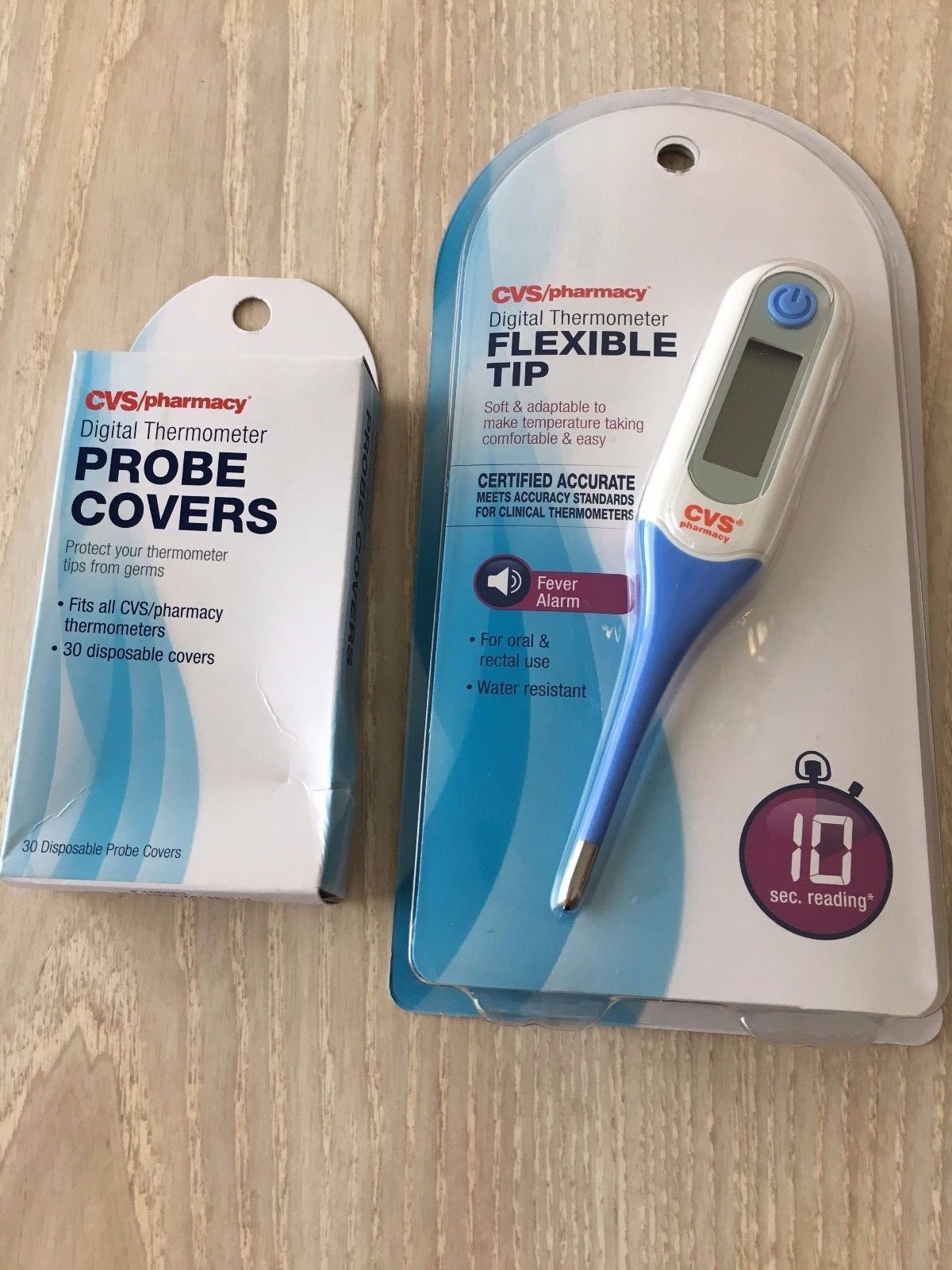 CVS DIGITAL THERMOMETER FLEXIBLE TIP&30 DISPOSABLE PROBE COVERS
