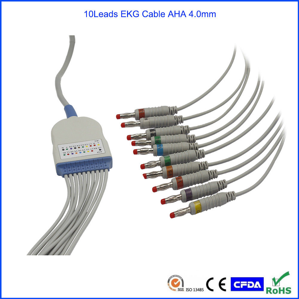 Edan SE-12 Express, SE-3, 601A EKG Cable AHA, Banana4.0 with 10K ohm DB15pin DIAGNOSTIC ULTRASOUND MACHINES FOR SALE