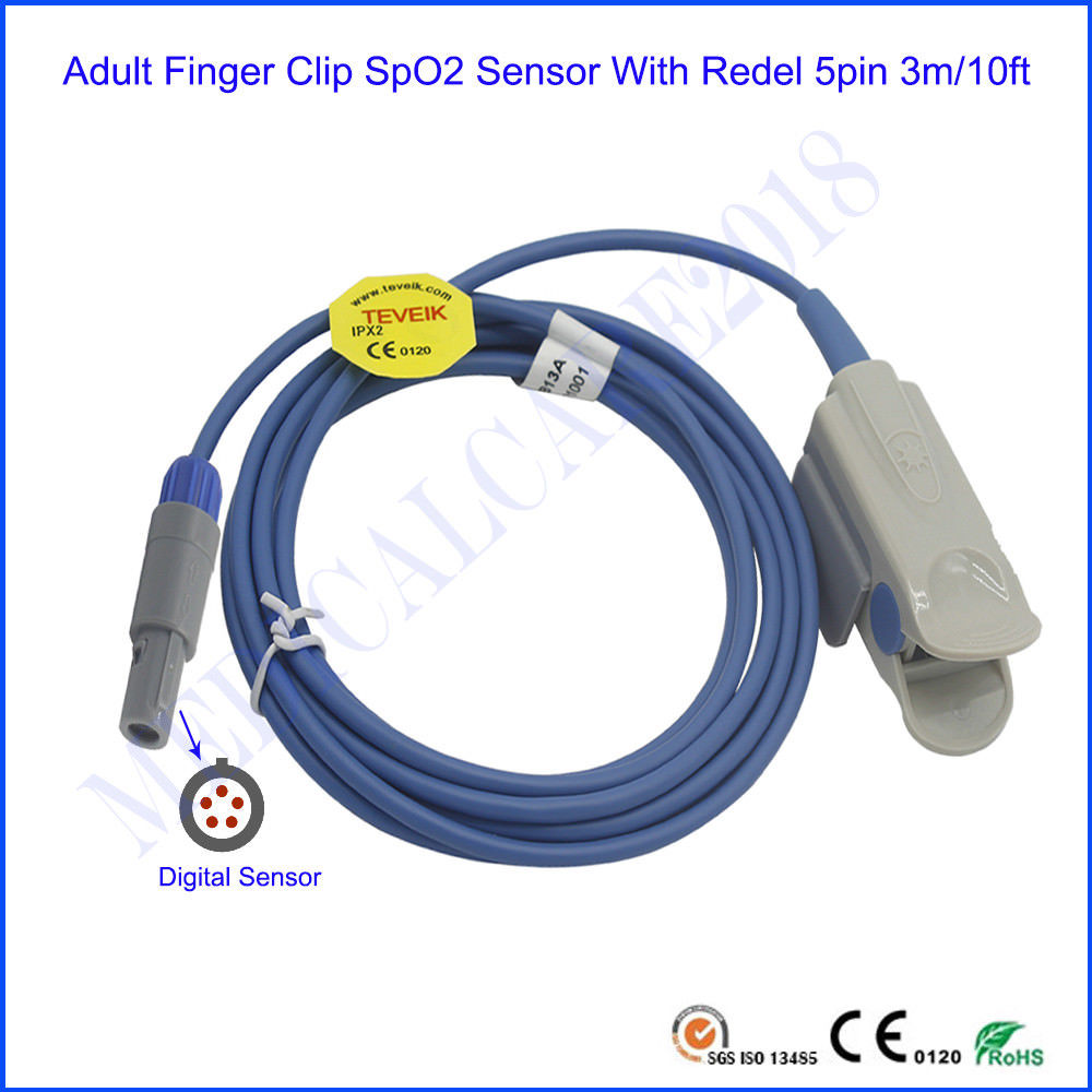 Compatible for Edan Adult Finger Clip SpO2 Digital Sensor Redel 5pin 3m/10ft DIAGNOSTIC ULTRASOUND MACHINES FOR SALE