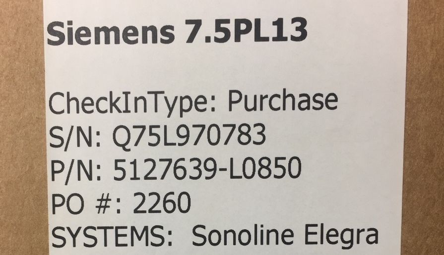 Siemens Sonoline Elegra 7.5PL13 Ultrasound Transducer Probe DIAGNOSTIC ULTRASOUND MACHINES FOR SALE