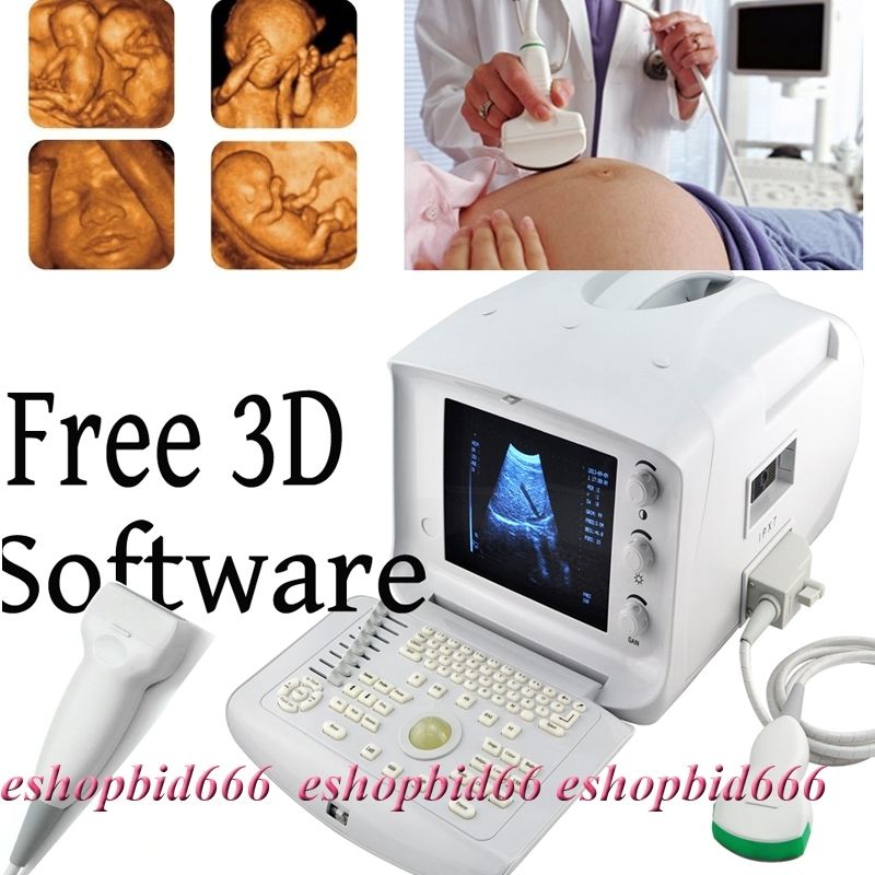 Clinic 3D Digital Ultrasound Machine Scanner System Monotor Convex +Linear Probe DIAGNOSTIC ULTRASOUND MACHINES FOR SALE