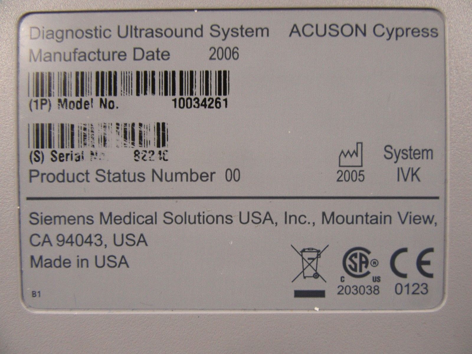 Siemens Acuson Cypress Ultrasound DIAGNOSTIC ULTRASOUND MACHINES FOR SALE