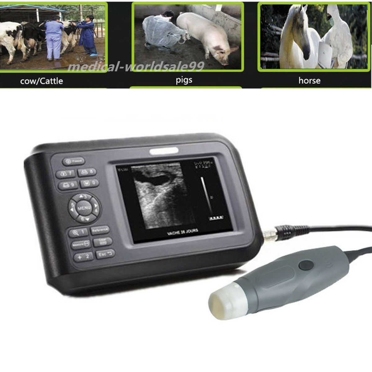 Vet Portable Veterinary Ultrasound Scanner Machine Sector Probe Pregnancy Animal DIAGNOSTIC ULTRASOUND MACHINES FOR SALE