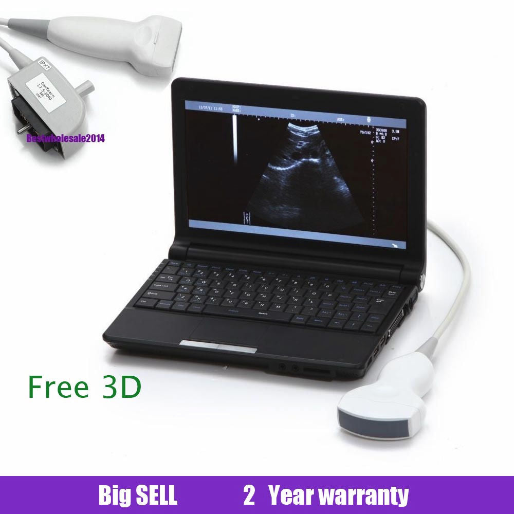 Laptop Ultrasound Scanner  Convex & Linear + 3D 2 Probes USB Port Free 3D DIAGNOSTIC ULTRASOUND MACHINES FOR SALE