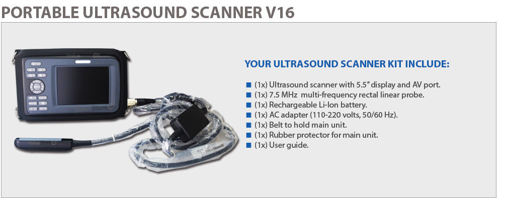 Portable Ultrasound Scanner Veterinary Pregnancy V16 with 7.5 MHz Rectal Probe. 4260163841605 DIAGNOSTIC ULTRASOUND MACHINES FOR SALE