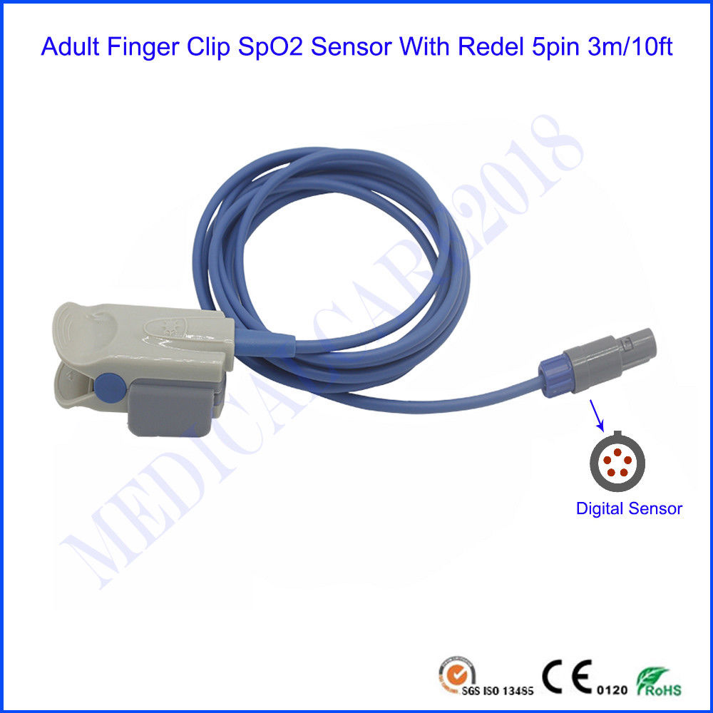 Compatible for Edan Adult Finger Clip SpO2 Digital Sensor Redel 5pin 3m/10ft DIAGNOSTIC ULTRASOUND MACHINES FOR SALE