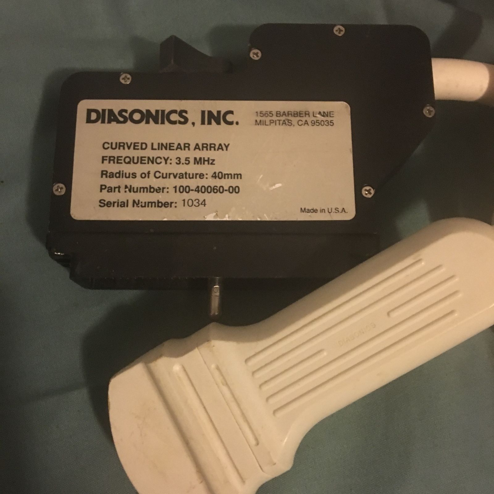 Diasonics slightly curved linear array 3.5mhz Ultrasound Probe, 40mm DIAGNOSTIC ULTRASOUND MACHINES FOR SALE