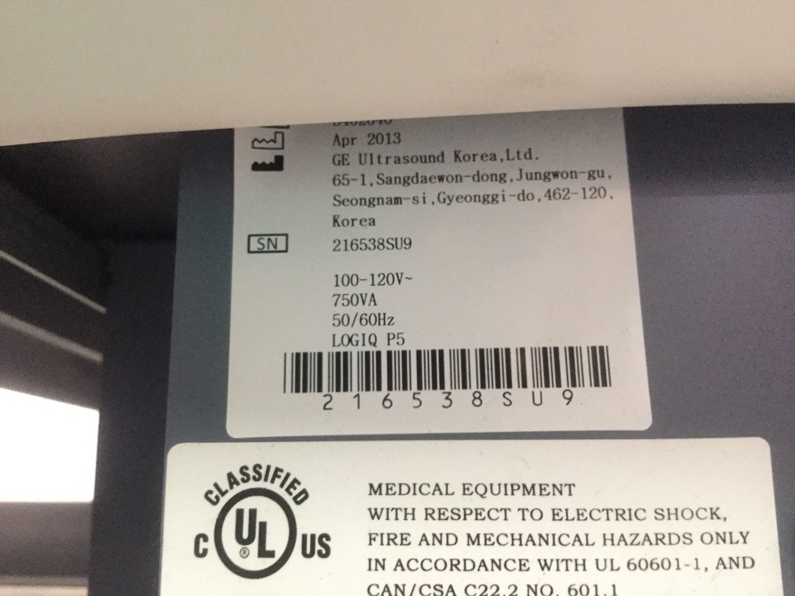 GE LOGIQ P5 2013 Ultrasound + Convex Volumetric Probe, endocavity Transducer DIAGNOSTIC ULTRASOUND MACHINES FOR SALE