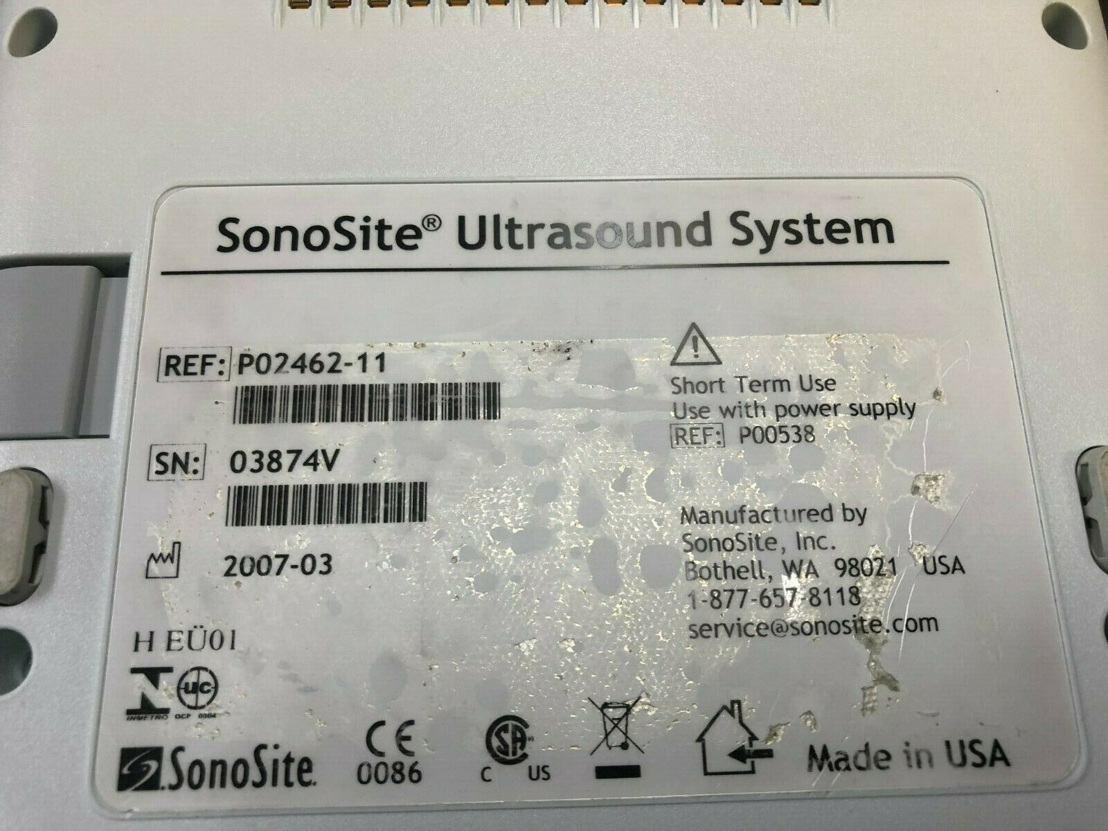 SonoSite 180 Plus Portable Ultrasound System With C60/5-2 Probe DIAGNOSTIC ULTRASOUND MACHINES FOR SALE