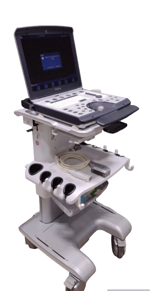 GE VIVID Q PORTABLE ULTRASOUND MACHINE WITH CART 2012 BT12 VERSION DIAGNOSTIC ULTRASOUND MACHINES FOR SALE